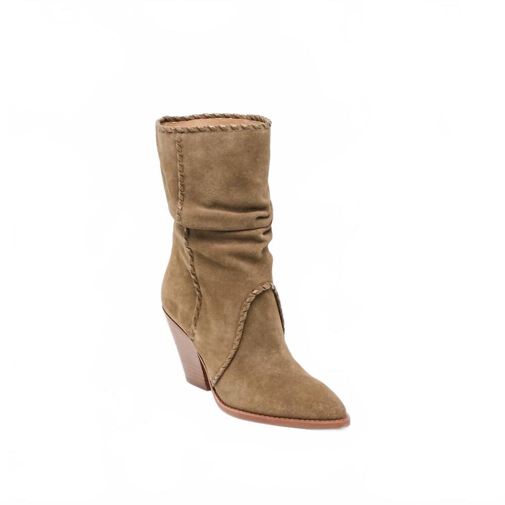 NEW DOLCE VITA women's julith block heel boots in olive suede - Picture 1 of 7